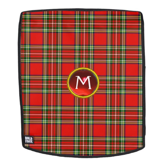 SCOTTISH TARTAN UND RED RUBY GEM STONE MONOGRAM RUCKSACK (Abnehmbare Front)