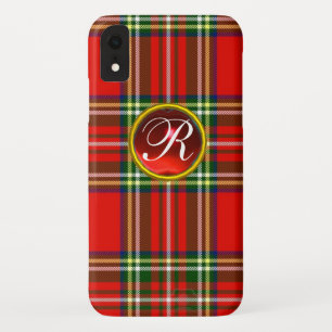 SCOTTISH TARTAN UND RED RUBY GEMSTONE MONOGRAM Case-Mate iPhone HÜLLE