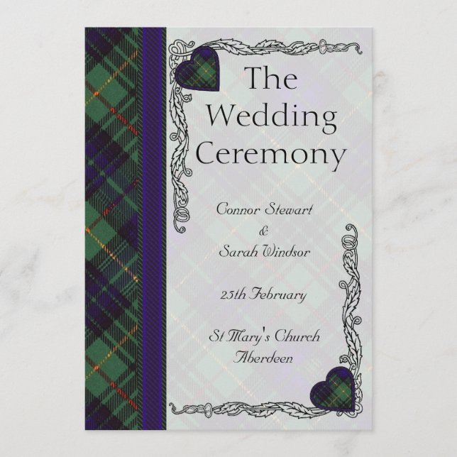 Scottish Tartan Wedding Program - Stewart Hunting Programm (Vorderseite)