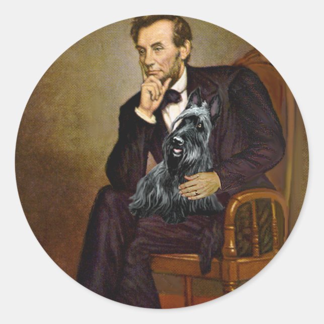 Scottish Terrier 3 - Lincoln Runder Aufkleber (Vorderseite)