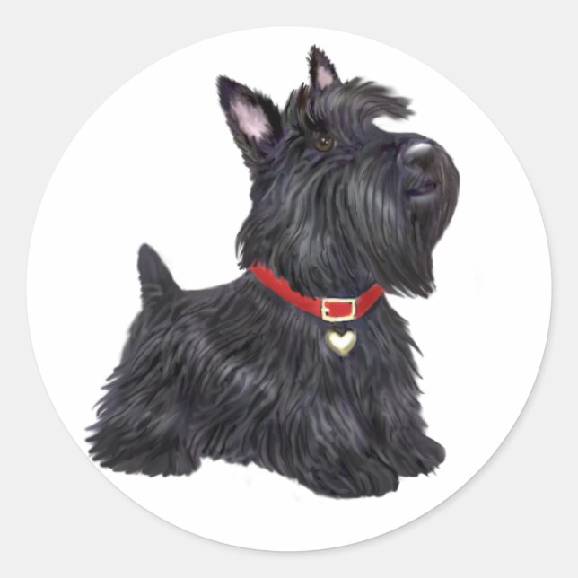Scottish Terrier (A) - (von JBF) Runder Aufkleber (Vorderseite)