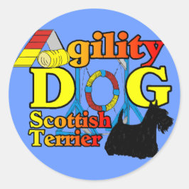 Scottish_Terrier_Agility Runder Aufkleber
