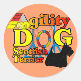 Scottish_Terrier_Agility Runder Aufkleber
