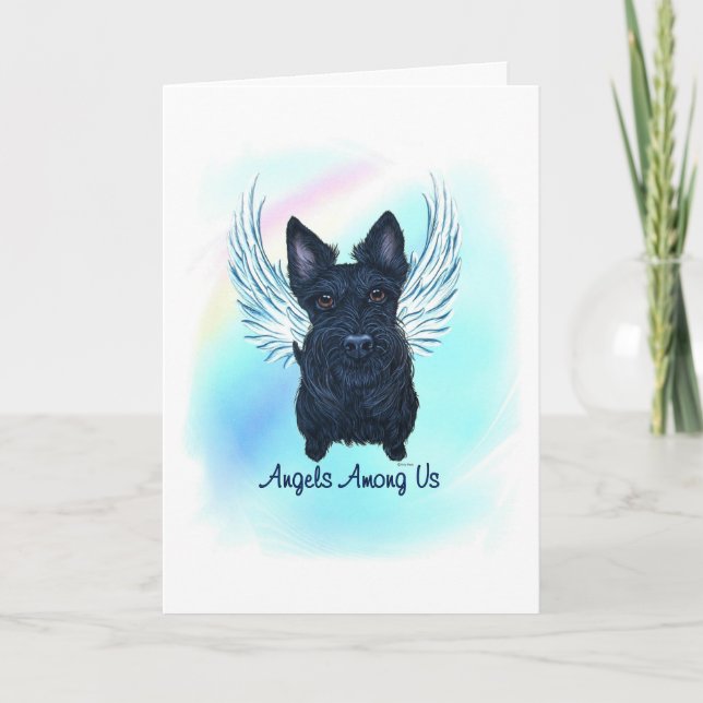 Scottish Terrier Angel Dog Pet Loss Sympathie Card Dankeskarte (Vorderseite)