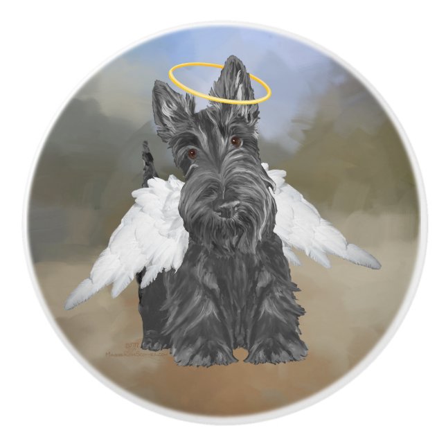 Scottish Terrier Angel Keramikknauf (Vorderseite)