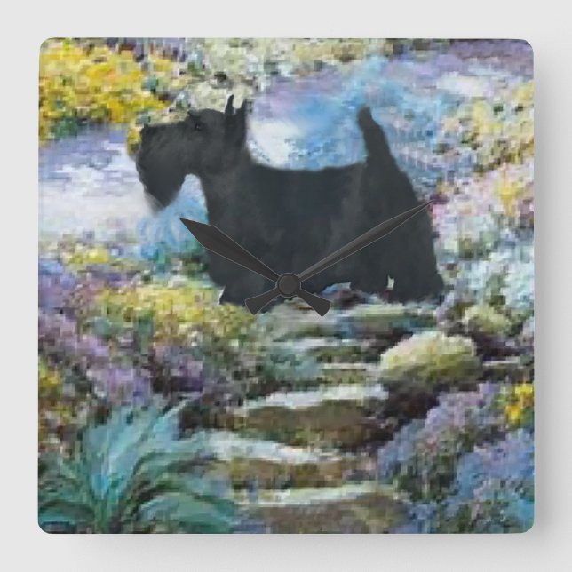 Scottish Terrier Art Gifts Quadratische Wanduhr (Vorderseite)