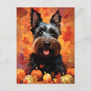 Scottish Terrier Autumn Erntedank Postkarte
