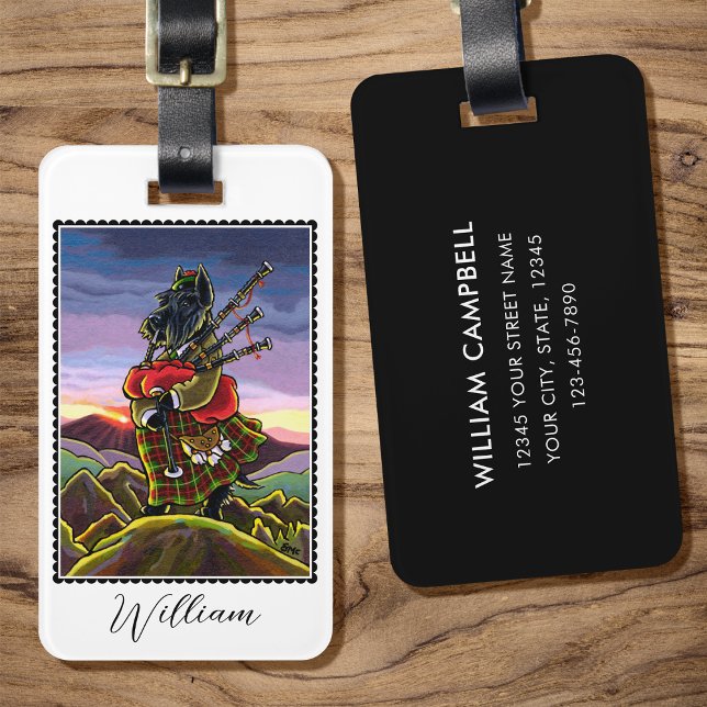 Scottish Terrier Bagpipe Kilt Dog Custom Gepäckanhänger (Von Creator hochgeladen)