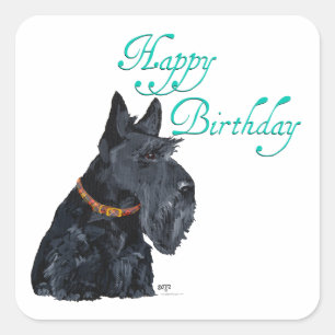 Scottish Terrier Birthday Quadratischer Aufkleber