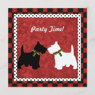 Scottish Terrier Black and White Christmas Fun Einladung
