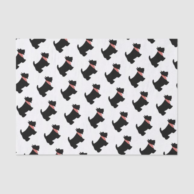 Scottish Terrier Black Scottie Dog Red Scarf Seidenpapier (Vorderseite)