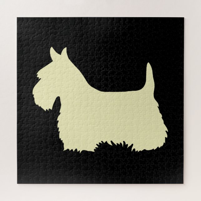 Scottish Terrier Black Sihouette Herz/676 Stück Puzzle (Horizontal)