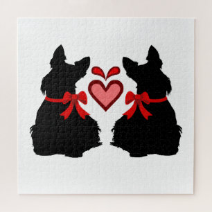 Scottish Terrier Black Sihouette Herz/676 Stück Puzzle