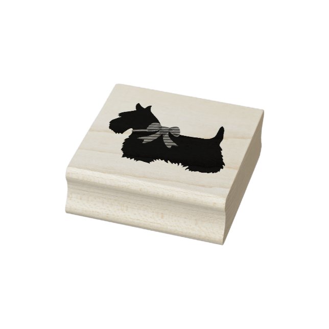 Scottish Terrier, Black Silhouette/Bogen Terrier Gummistempel (Stempel)