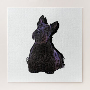 Scottish Terrier Black Silhouette mit Schatten Puzzle