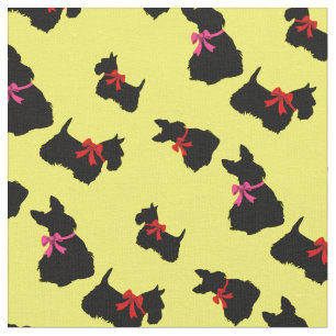 Scottish Terrier Black Silhouette, Rot/Rosa Bug Stoff