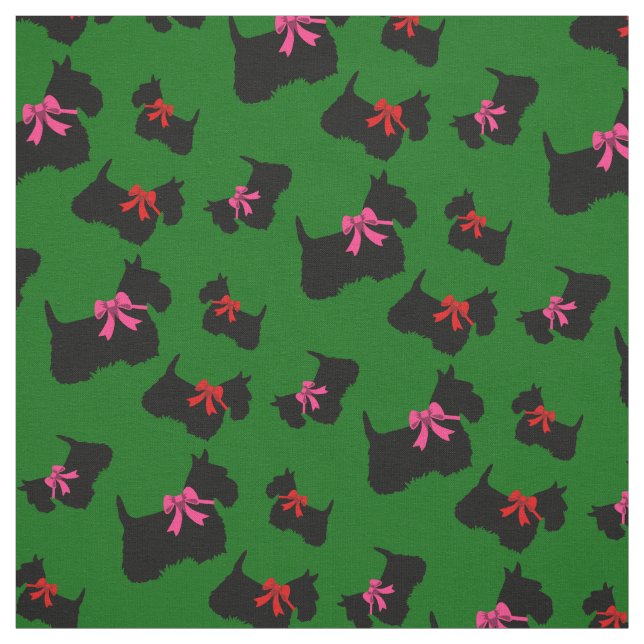 Scottish Terrier Black Silhouette, Rot/Rosa Bug Stoff (Muster)