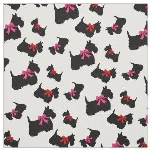 Scottish Terrier Black Silhouette, Rot/Rosa Bug Stoff
