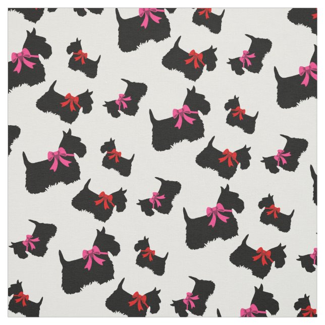Scottish Terrier Black Silhouette, Rot/Rosa Bug Stoff (Muster)