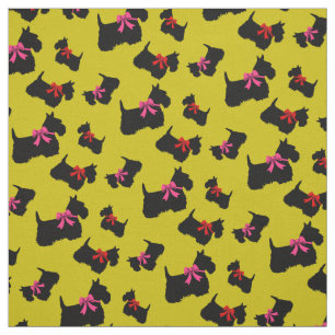 Scottish Terrier Black Silhouette, Rot/Rosa Bug Stoff