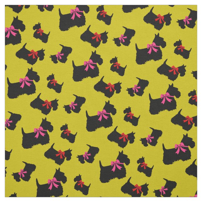 Scottish Terrier Black Silhouette, Rot/Rosa Bug Stoff (Muster)