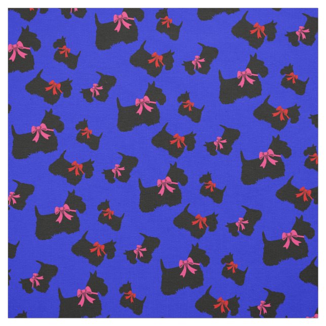 Scottish Terrier Black Silhouette, Rot/Rosa Bug Stoff (Muster)