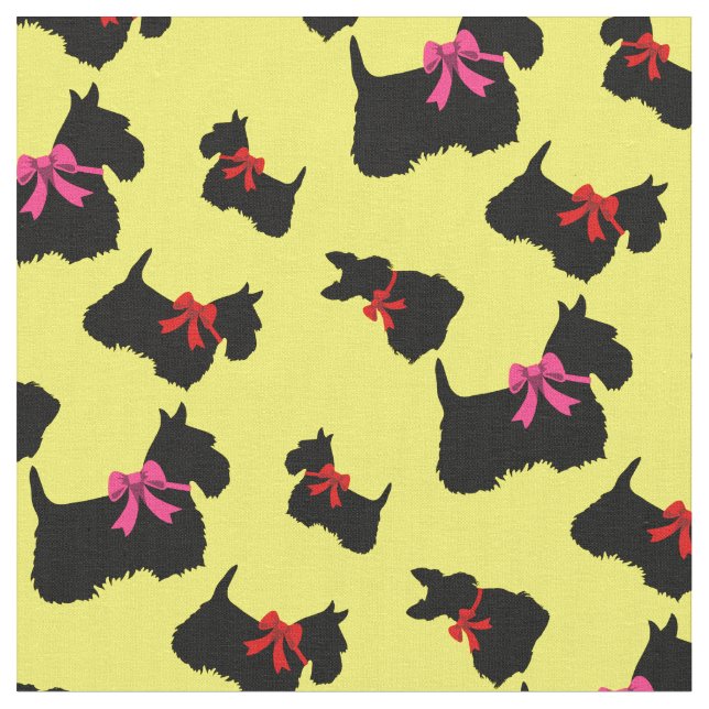 Scottish Terrier Black Silhouette, Rot/Rosa Bug Stoff (Nahaufnahme)