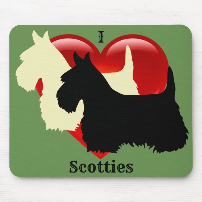 Scottish Terrier Black Silhouette, Scotland dog Mousepad (Vorne)