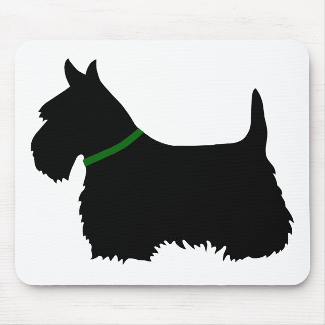 Scottish Terrier Black Silhouette, Scotland dog Mousepad (Vorne)