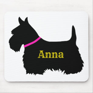 Scottish Terrier Black Silhouette, Scotland dog Mousepad