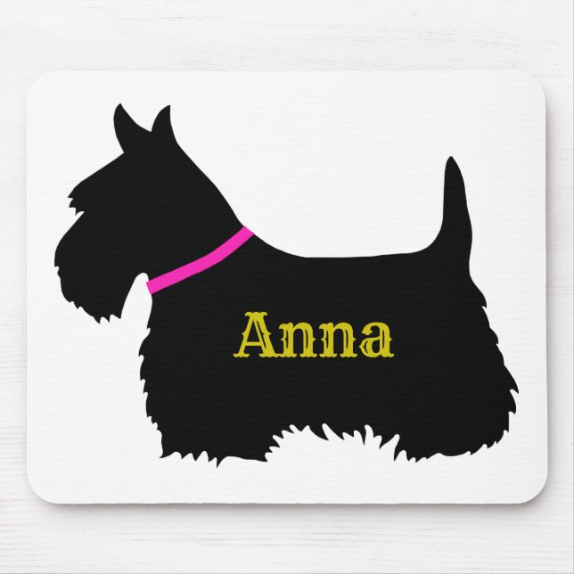Scottish Terrier Black Silhouette, Scotland dog Mousepad (Vorne)