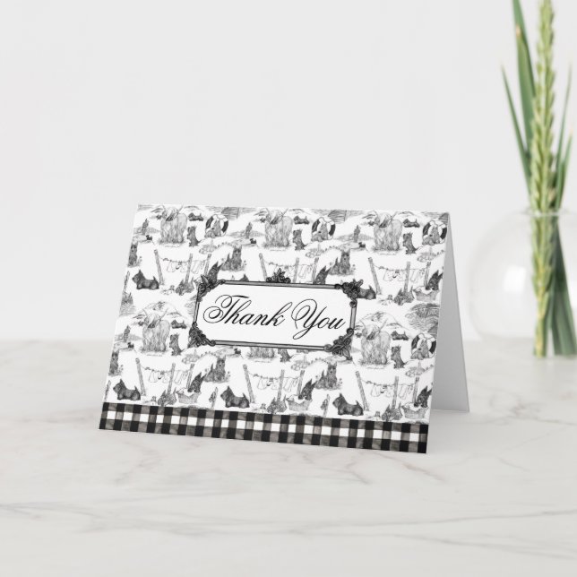 SCOTTISH Terrier Black Toile mit/Anpassung Dankeskarte (Vorderseite)