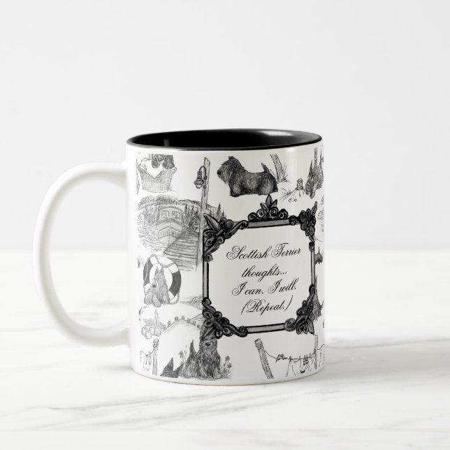 SCOTTISH Terrier Black Toile mit/Anpassung Zweifarbige Tasse (Links)