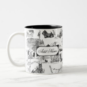 SCOTTISH Terrier Black Toile mit Individuelle Name Zweifarbige Tasse