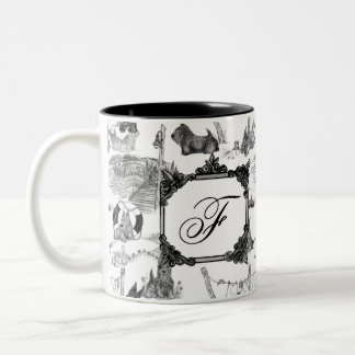 SCOTTISH Terrier Black Toile mit Monogramm Zweifarbige Tasse