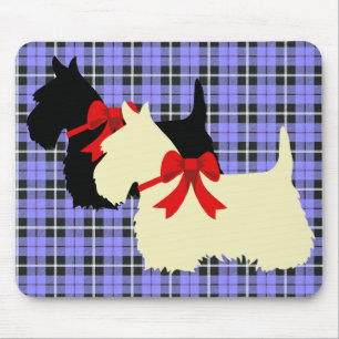 Scottish Terrier Black/Wheaten Silhouette kariert Mousepad
