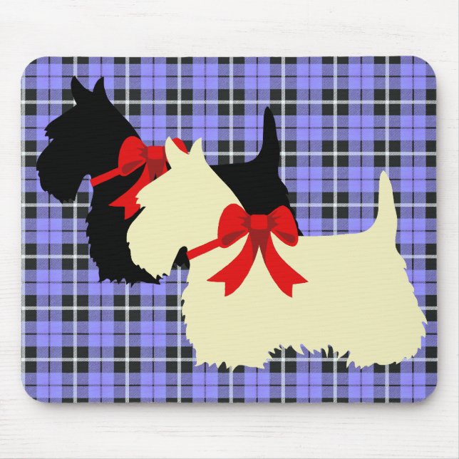Scottish Terrier Black/Wheaten Silhouette kariert Mousepad (Vorne)