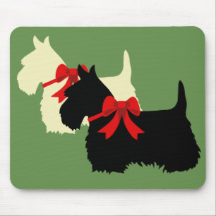 Scottish Terrier Black/Wheaters Silhouette kariert Mousepad
