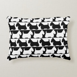 Scottish Terrier Black/White Stripe, Highland Hund Dekokissen