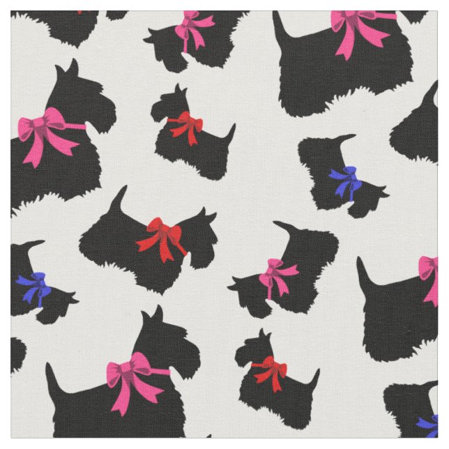 Scottish Terrier blk Silhouette, rot/pink/blau Stoff (Nahaufnahme)