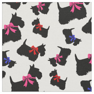 Scottish Terrier blk Silhouette, rot/rosa/blau Stoff