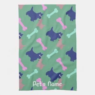Scottish Terrier Bones Green Personalisiert Towel Handtuch