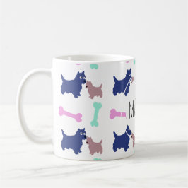 Scottish Terrier Bones Monogram Name Tasse