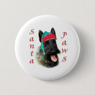 Scottish Terrier (brindle) Santa Paws Button