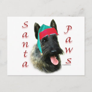 Scottish Terrier (brindle) Santa Paws Feiertagspostkarte