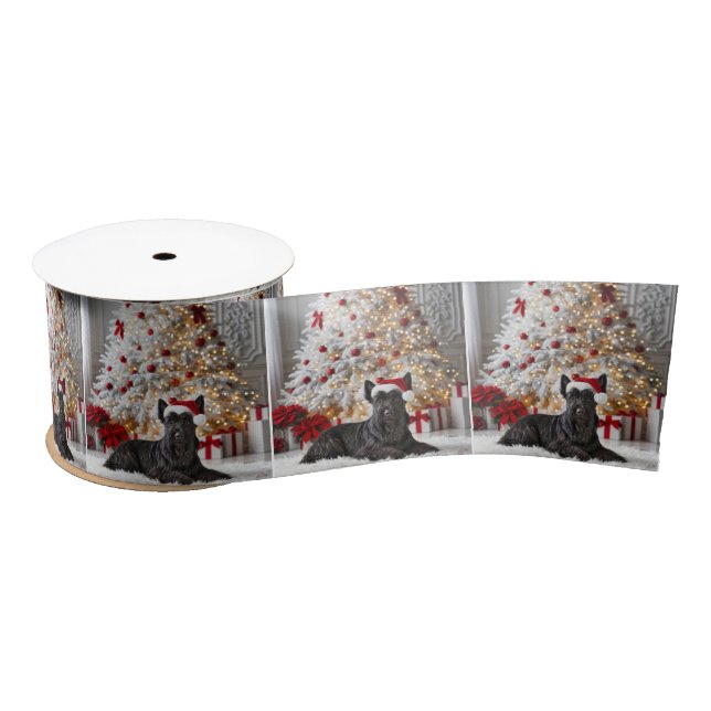 Scottish Terrier By Christmas Tree Satinband (Spule)