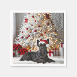 Scottish Terrier By Christmas Tree Serviette
