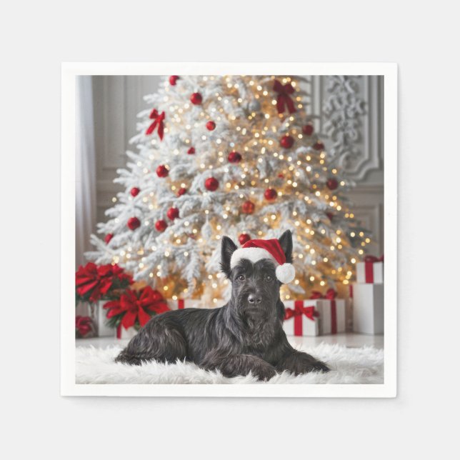 Scottish Terrier By Christmas Tree Serviette (Vorderseite)