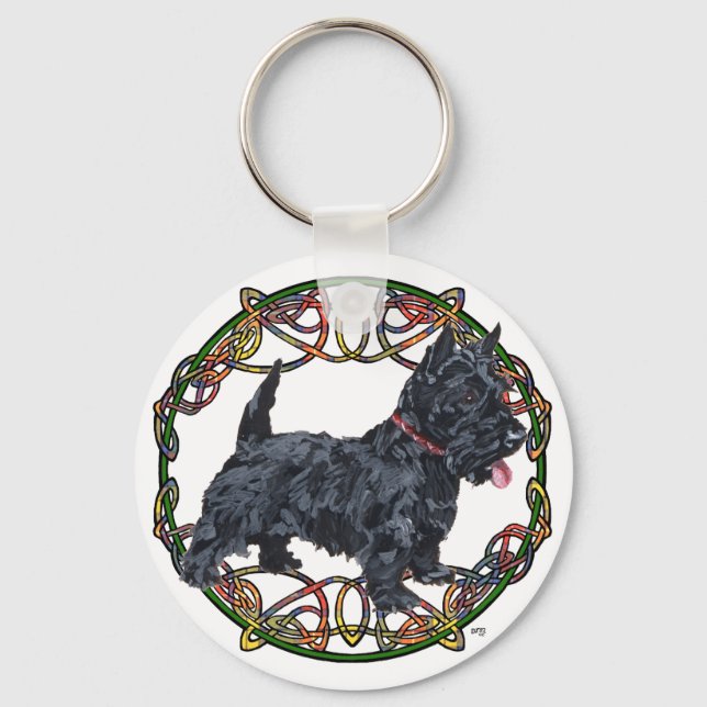 Scottish Terrier Celtic Knüpfarbeit Schlüsselanhänger (Vorderseite)