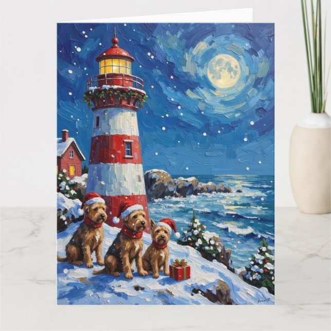 Scottish Terrier Christmas Lighthouse Holiday Karte (Vorderseite)